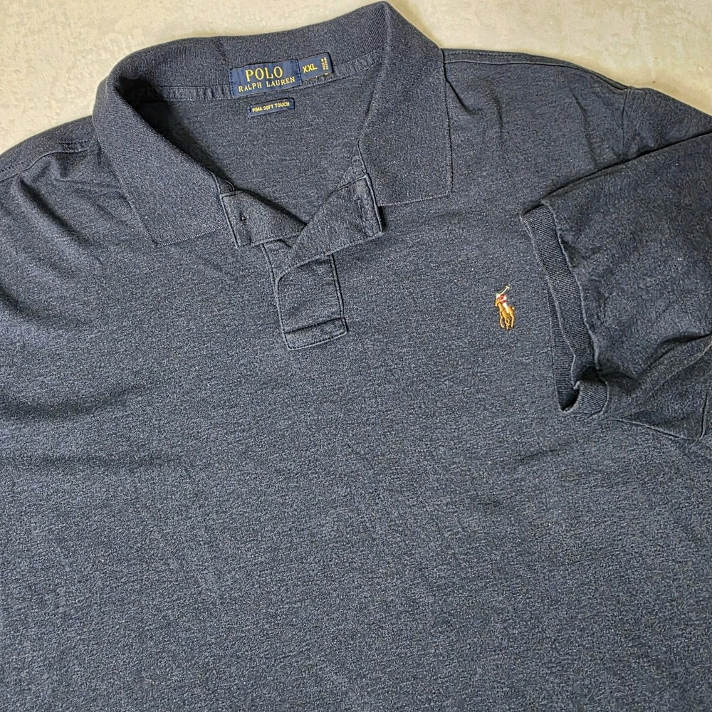 Polo‎ Ralph Lauren Polo Shirt Men XXL 2X Pima Soft Touch BLUE Flesh Pony Cotton